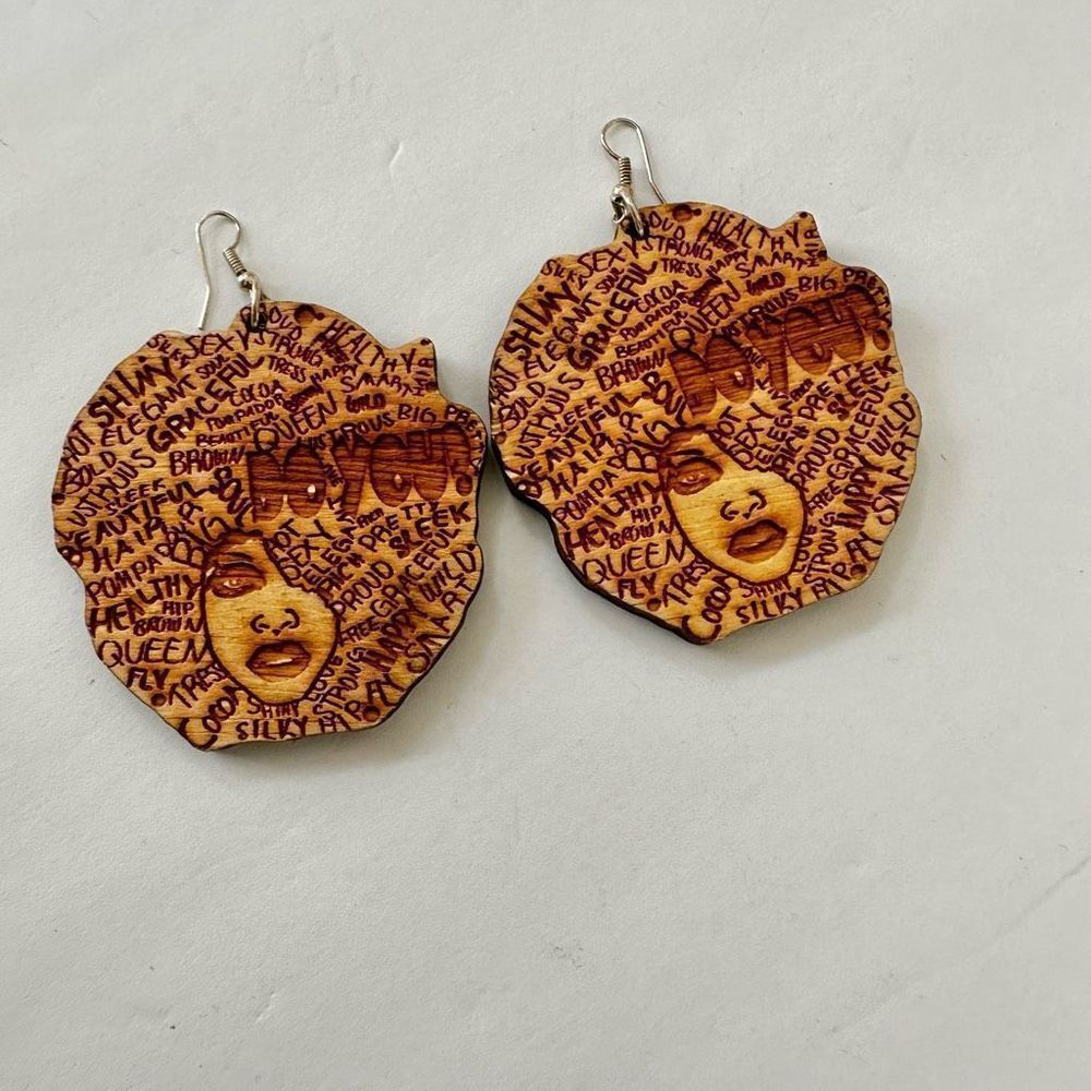 African woman large DO YOU? Statement earrings
